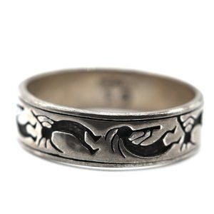 Sterling Silver Pueblo Navajo Kokopelli band ring